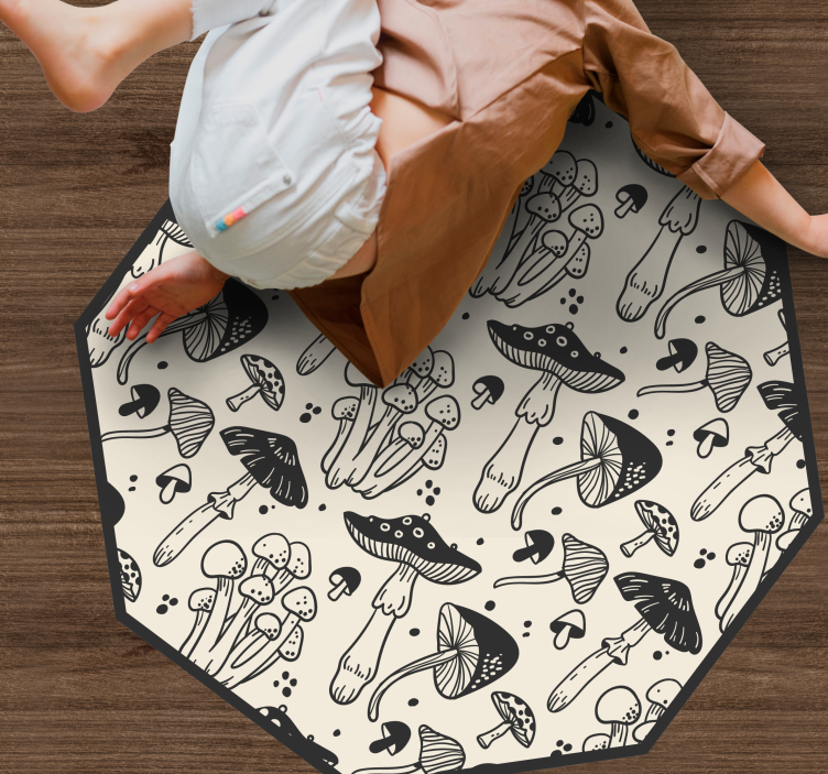 Mushroom realm floral rug - TenStickers