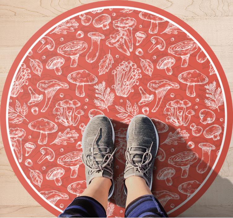 Mushroom Illustration nature rug - TenStickers