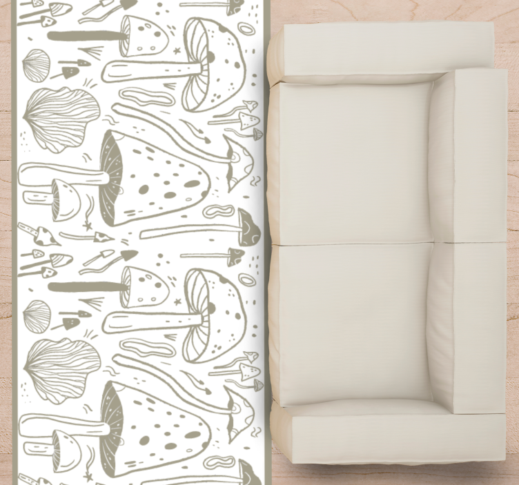 Mushroom sketches floral rug - TenStickers