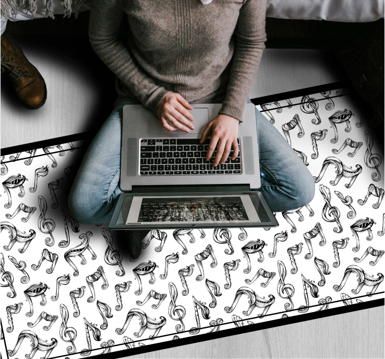 Music Note Design teenage bedroom rug - TenStickers
