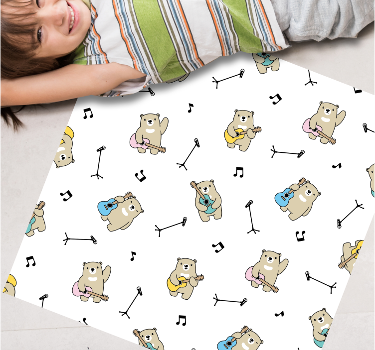 Musical Bears Pattern nursery rug - TenStickers