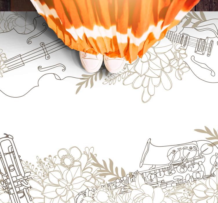 Melodic Flower Composition floral rug - TenStickers