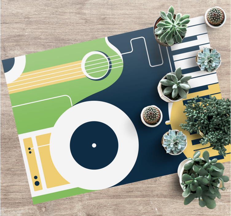 Musical instrument motif rectangular rug - TenStickers