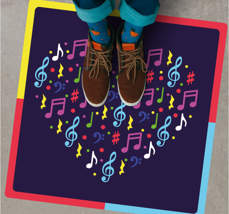 Musical Notes Heart teenage bedroom rug - TenStickers