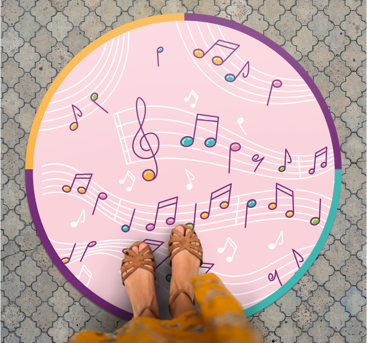 Musical Notes Motif teenage bedroom rug - TenStickers