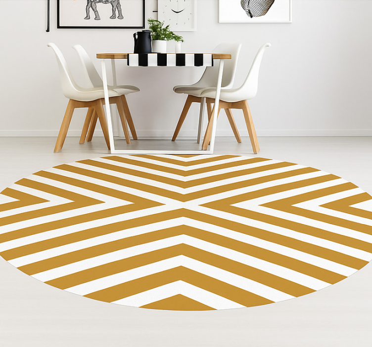 Mustard Chevron Pattern dining room rug - TenStickers