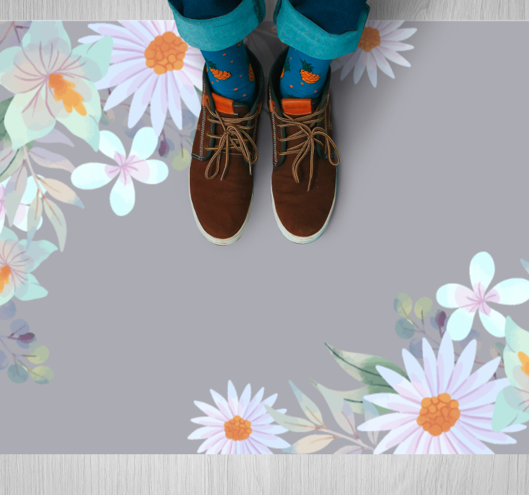 Natural edge design floral rug - TenStickers