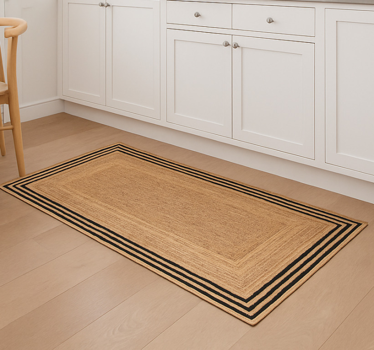 Natural jute texture kitchen vinyl mat - TenStickers