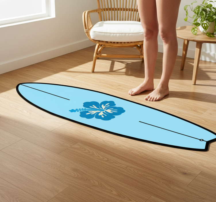 Nature rug hawaiian flower surfboard design - TenStickers