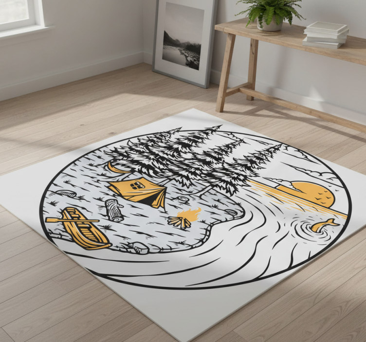 Nature rug with yellow motorhome scenery design - TenStickers
