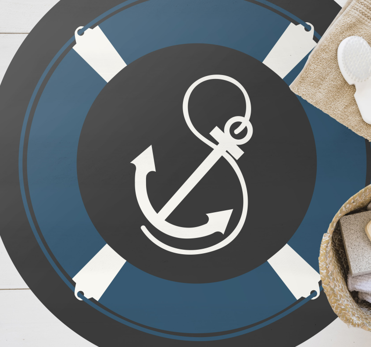 Nautical Anchor Motif mosaic rug - TenStickers