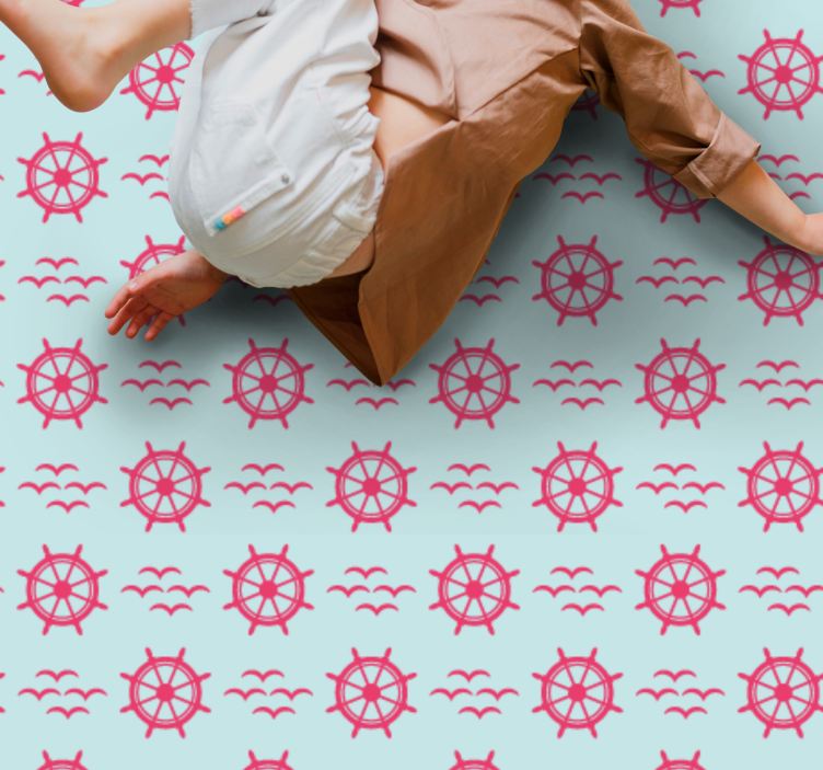 Nautical steering wheels kids rug - TenStickers