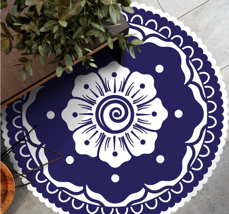 Navy Floral Arrangement mandala rug - TenStickers