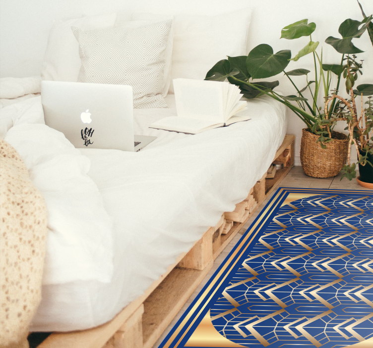 Navy Geometric Shapes modern rug - TenStickers