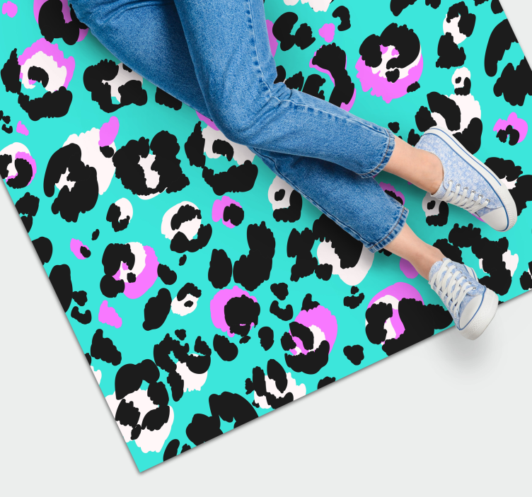 Neon Leopard Print animal print rug - TenStickers