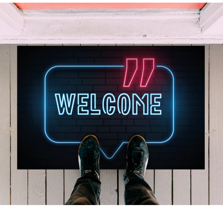 Neon blue sign entrance hall rug - TenStickers