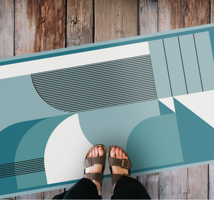 Blue abstract geometric shapes modern rug - TenStickers