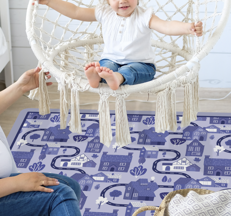Nordic blue village baby play mat - TenStickers