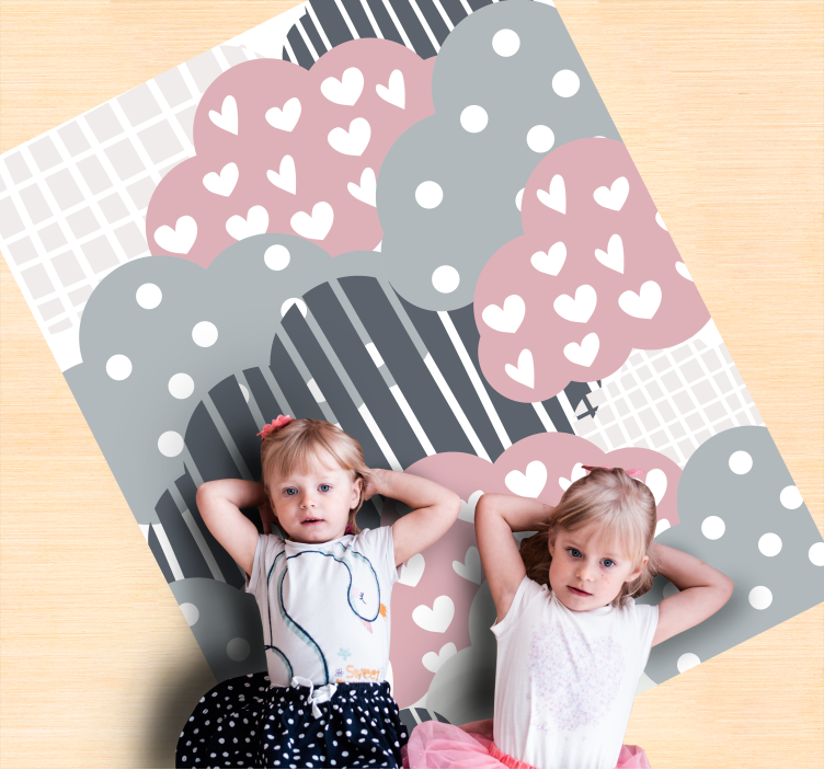 Nordic pink and gray clouds baby play mat - TenStickers