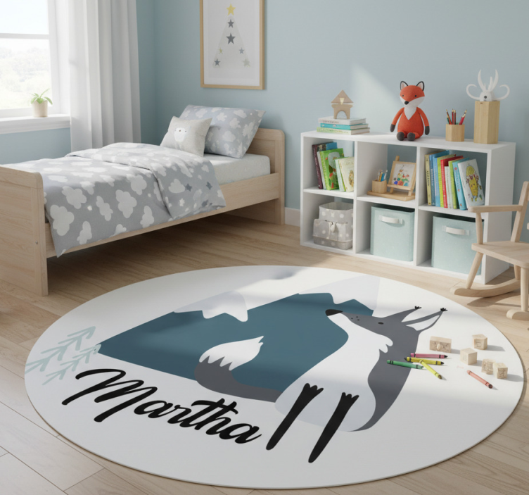 Nordic snow fox personalized animal mat - TenStickers