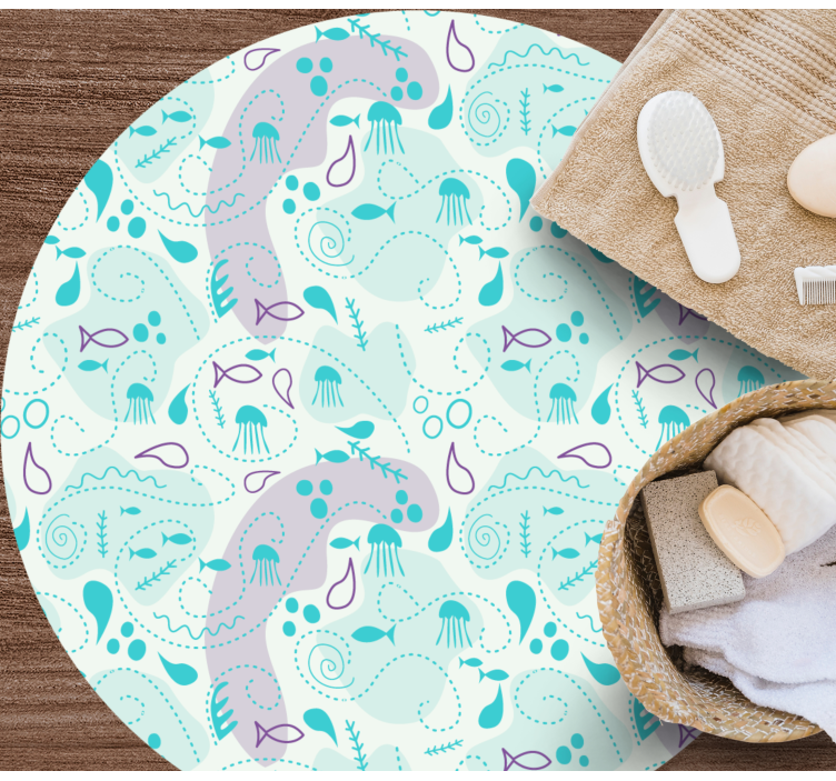 Oceanic wave patterns bathroom mat - TenStickers