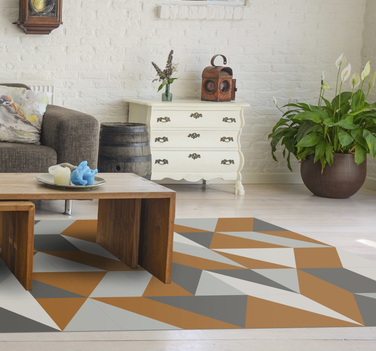 Orange and grey abstract modern geometric rugs - TenStickers