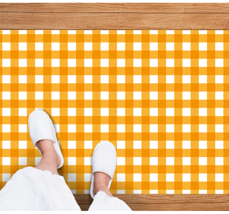 Orange and white patterned rectangular rug - TenStickers