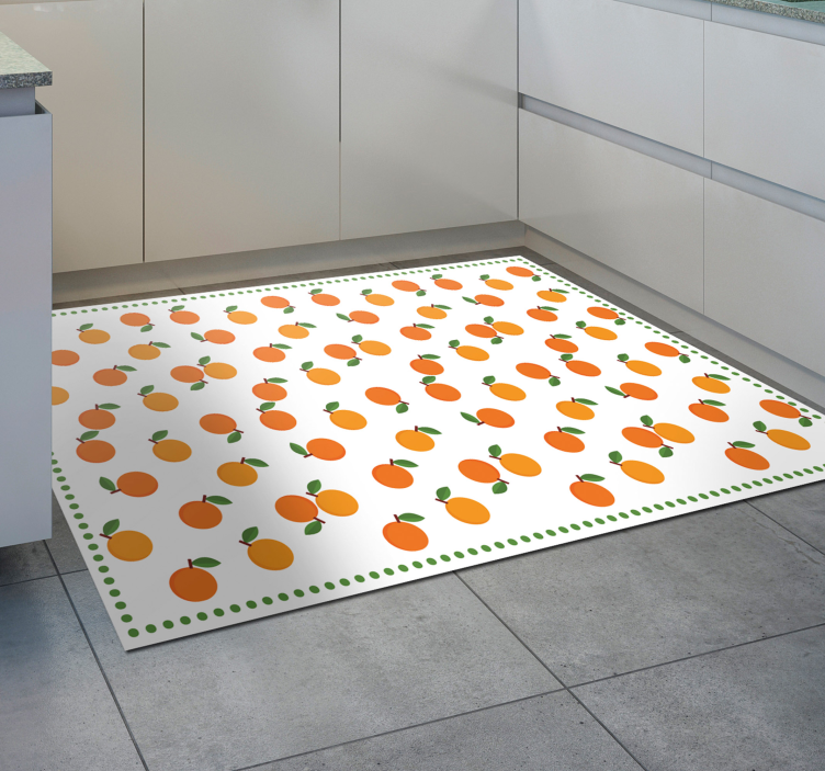 Orange Citrus Pattern kitchen vinyl mat - TenStickers