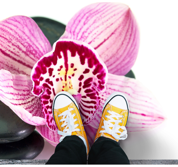 Orchid and Stones floral rug - TenStickers