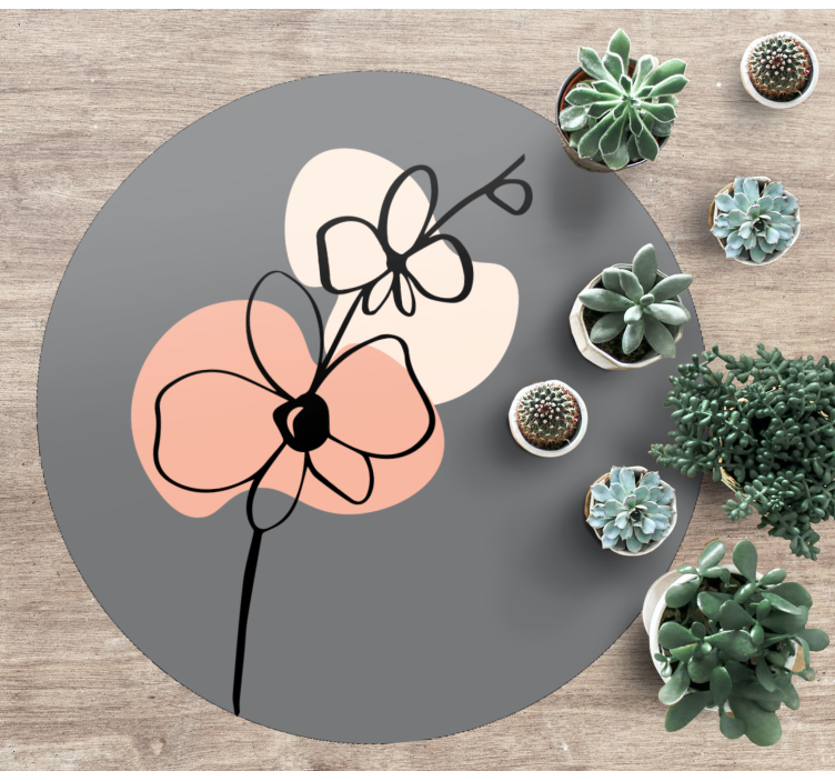 Orchids abstract line art design floral rug - TenStickers