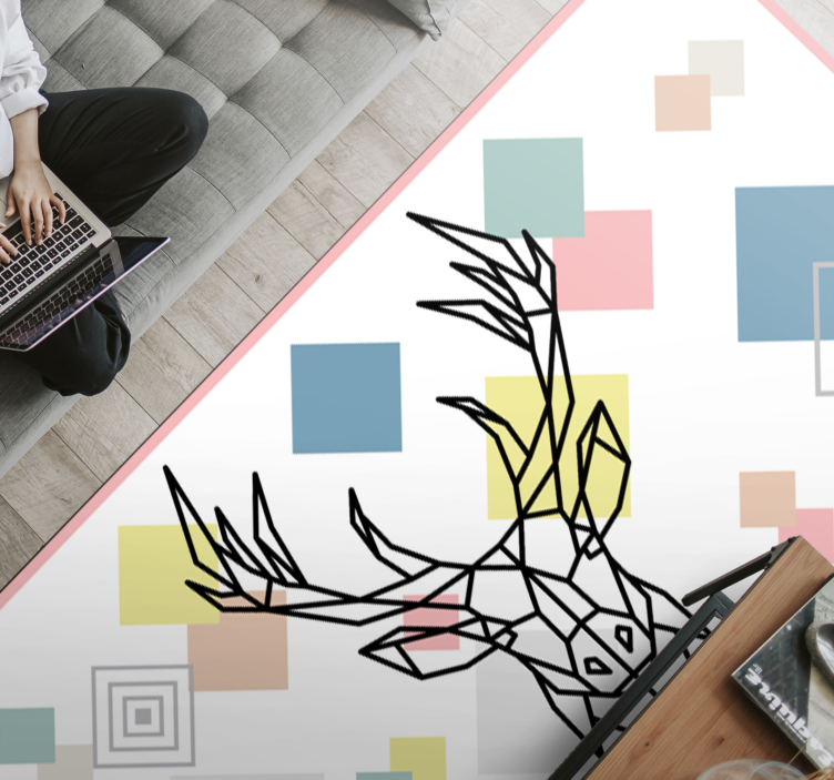Origami stag art geometric rug - TenStickers