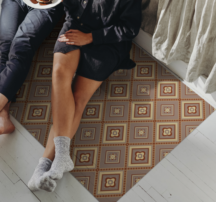 Ornamental Tile Arrangements mosaic rug - TenStickers