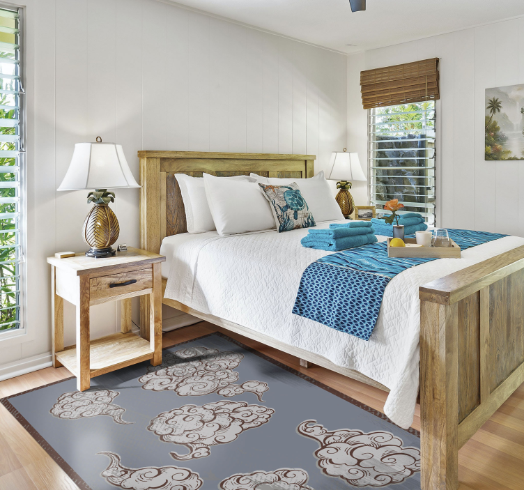 Ornate Cloud Motifs bedroom carpet - TenStickers