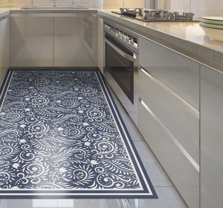 Ornate Floral Design kitchen mat - TenStickers