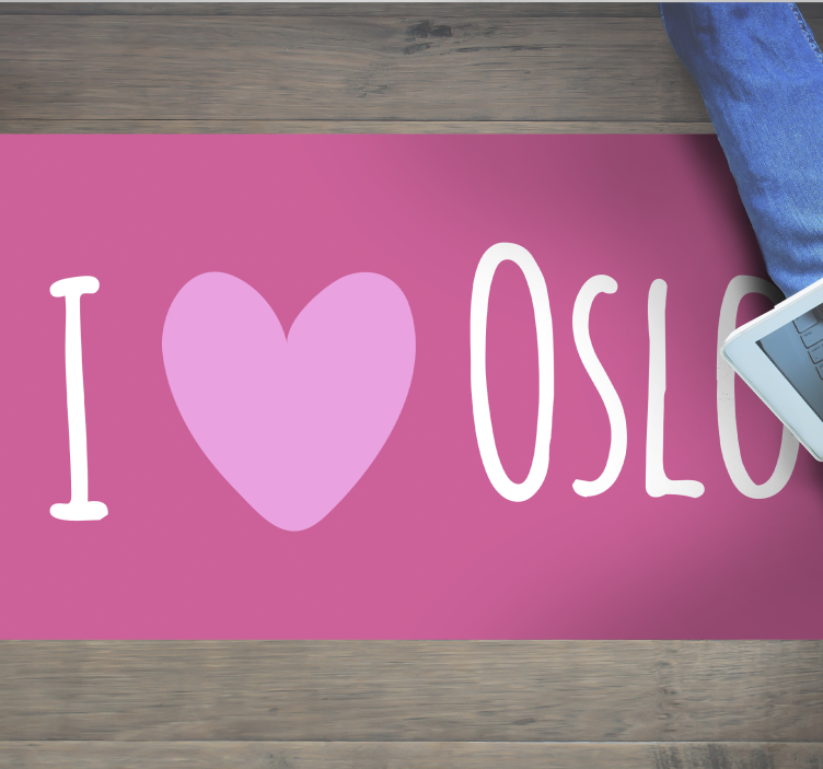 I love Oslo pink design quote rug - TenStickers