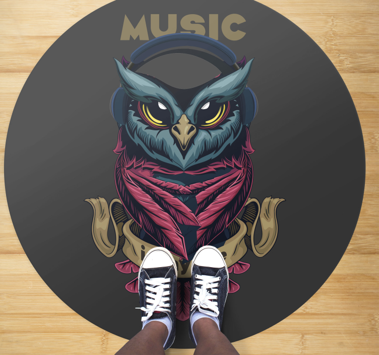 Owl Music Emblem teenage bedroom rug - TenStickers