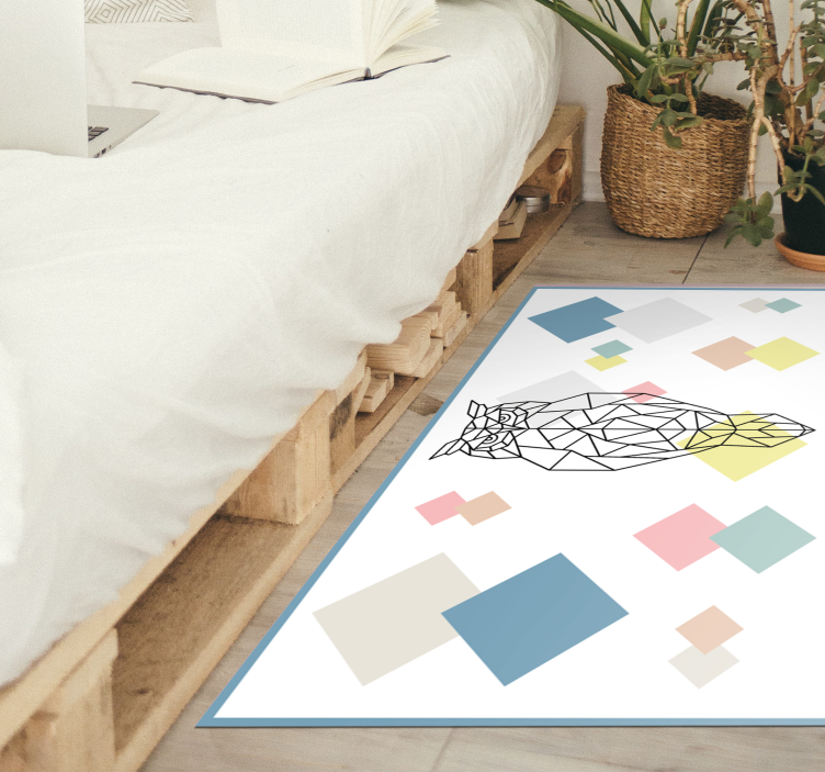 Owl print on geometric shapes  nordic vinyl rug - TenStickers