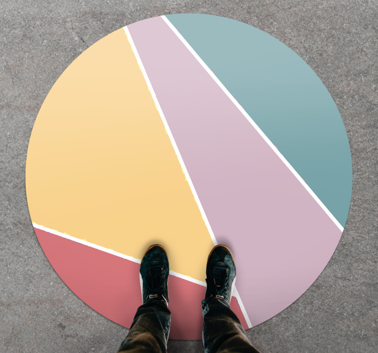 Pastel color block circular rug - TenStickers