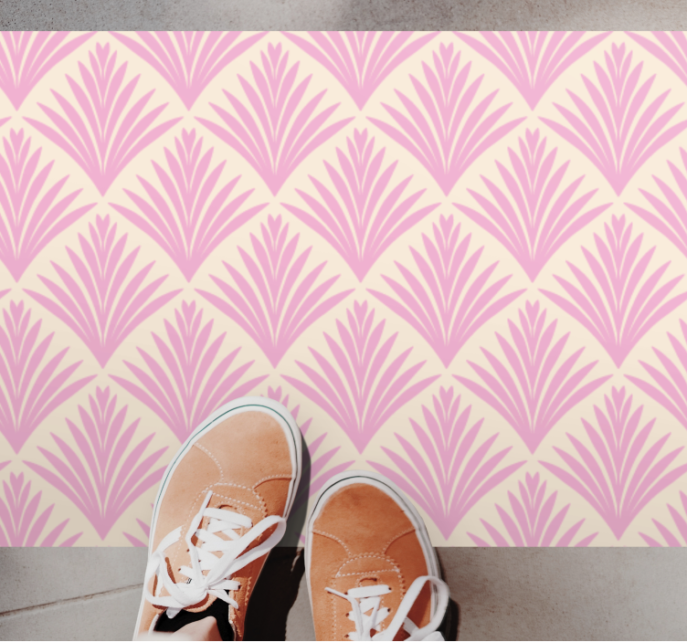 Pastel pink palm retro pattern rectangular rug - TenStickers