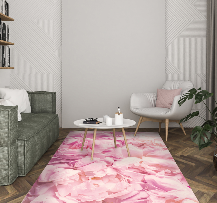 Peony realistic pink flowers floral rug - TenStickers