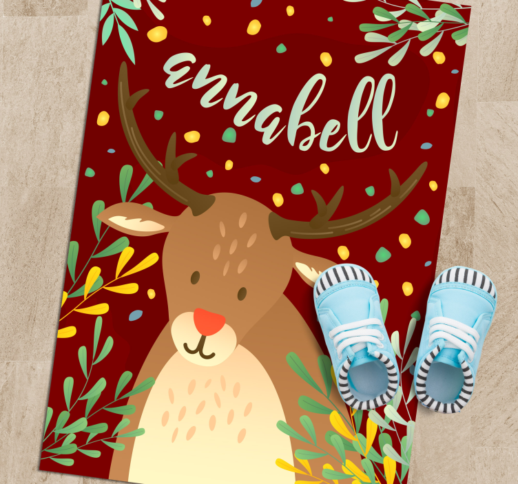 Personalised Cartoon Stag vinyl rug - TenStickers