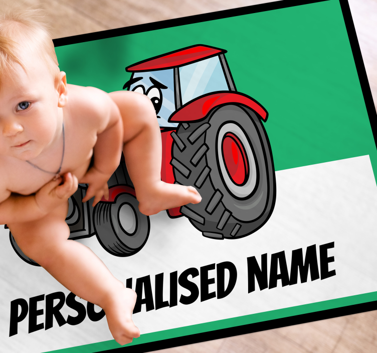 Personalised red tractor personalised mat - TenStickers