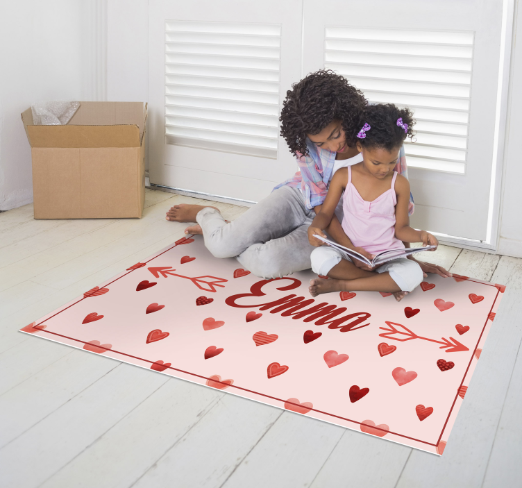 Personalized Heart Theme custom floor mat - TenStickers