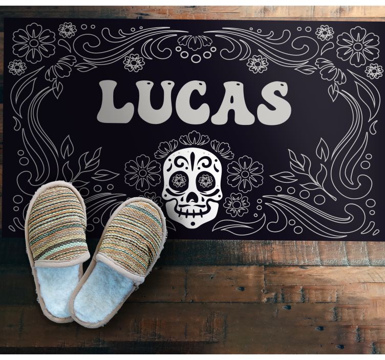 Skull design with name halloween rugs - TenStickers