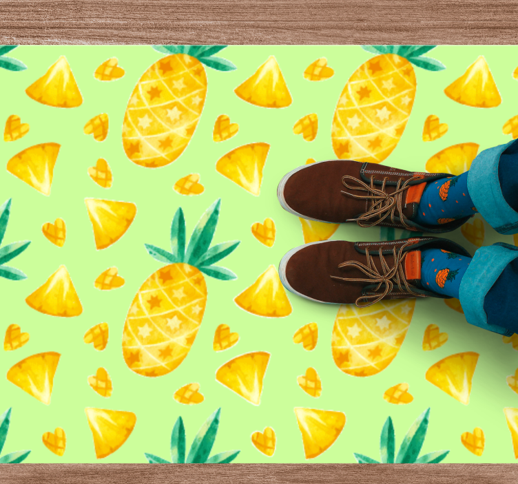 Pineapple green motif kitchen mat - TenStickers