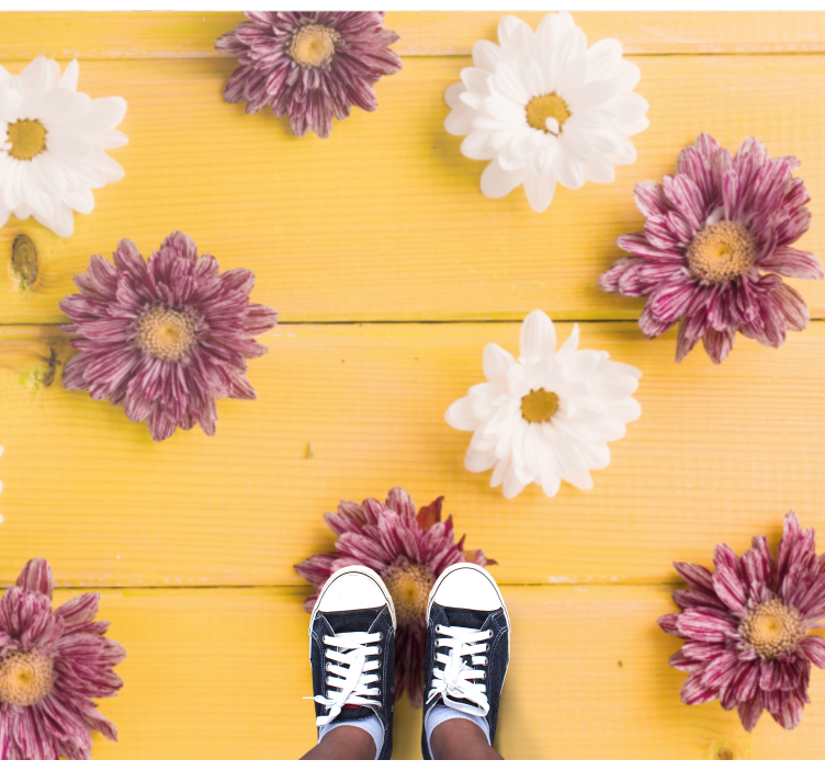 Pink and white petals floral rug - TenStickers