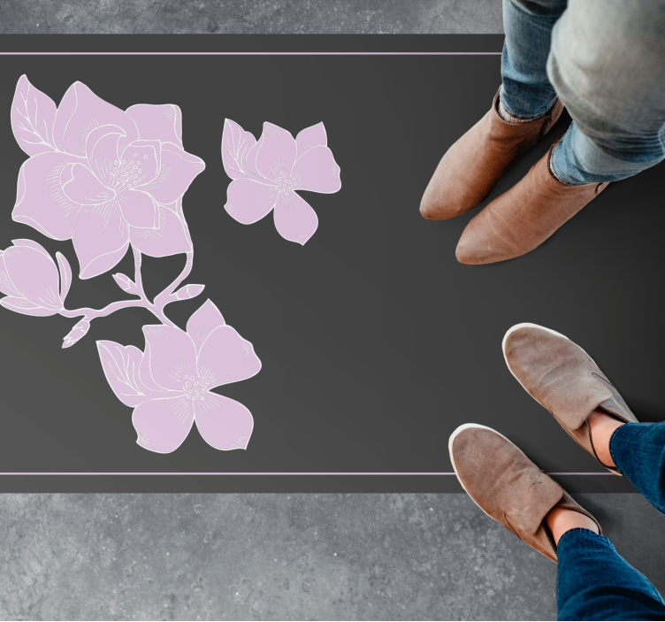 Pink arrangement floral rug - TenStickers
