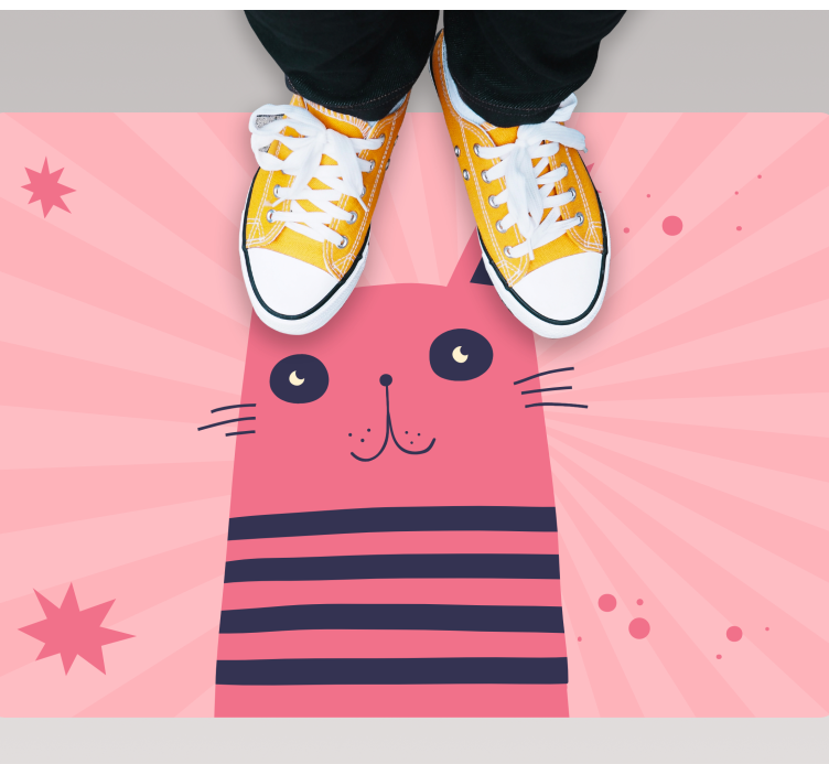 Pink cat illustration kids carpet - TenStickers