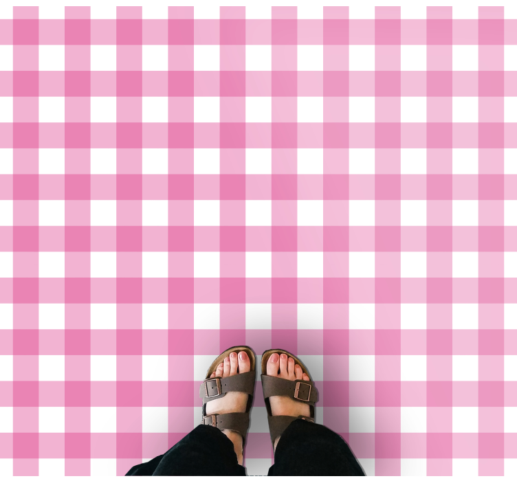Pink Checkered Motif stripes rug - TenStickers