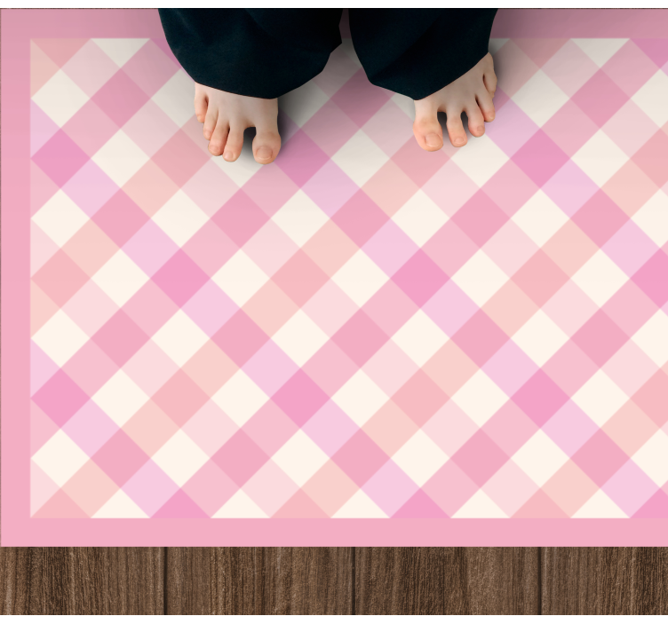 Pink Checkered Pattern stripes rug - TenStickers